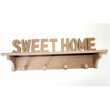 Ham Mdf Sweet Home Raflı Askılık 47x16x9cm